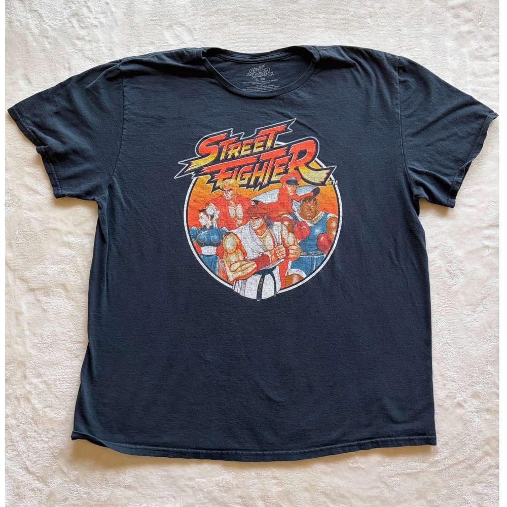 Street Fighter Black Graphic Capcom Character T-Shirt Mens XL Excellent
